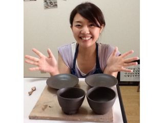 初めての陶芸体験でペアのカップ&ソーサーが出来ました!