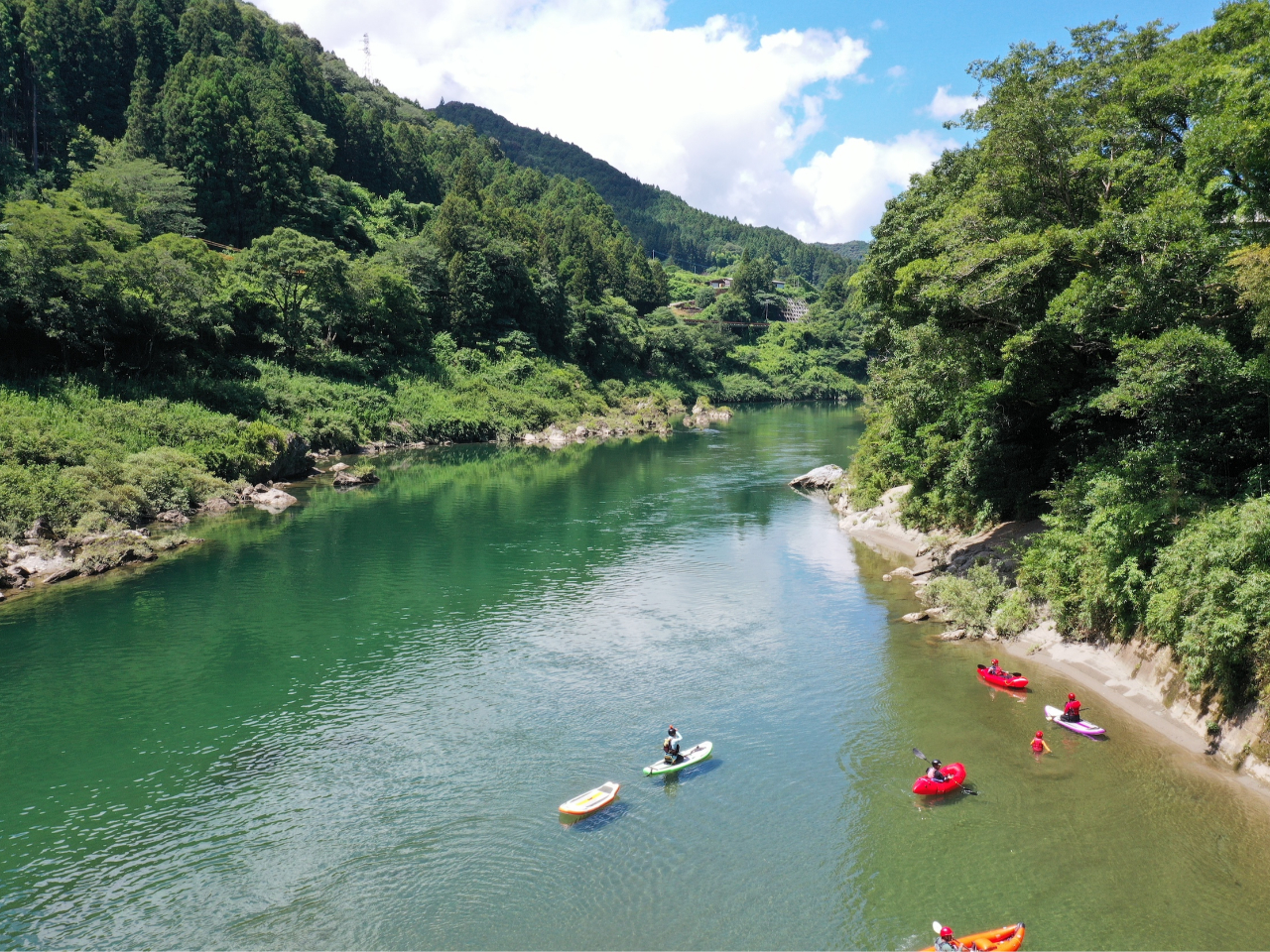 ミニツーリングコースはリバーSUPもパックラフトもリバーカヤックも同じです。分かれてのご参加も可能です。