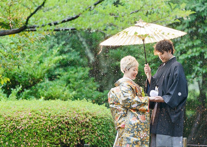 和装で兼六園とひがし茶屋街で撮影いたします。