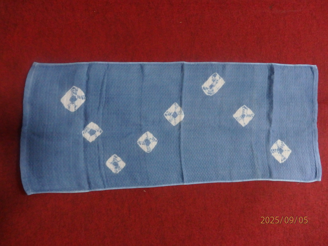 輪ゴムで作った模様(タオル)