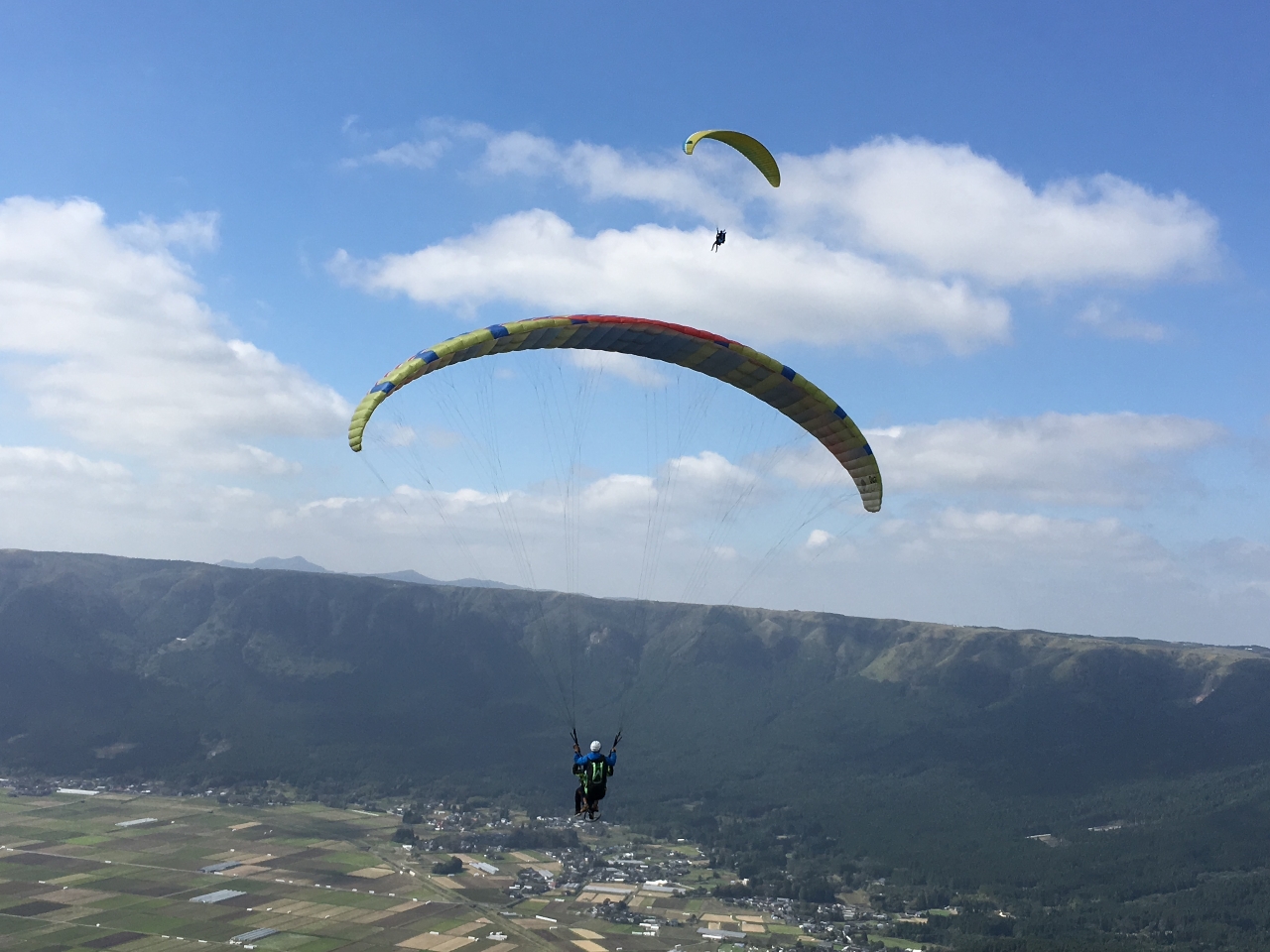 100%感動の非日常体験】阿蘇外輪山(450m)からパラグライダー2人乗り
