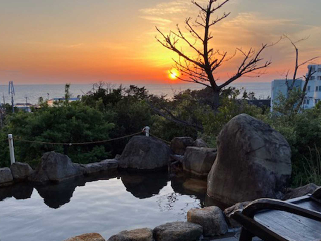 露天風呂からのサンセット