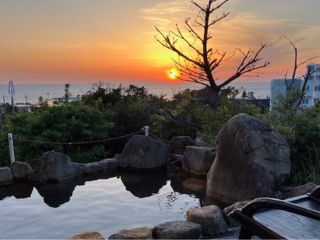 露天風呂からのサンセット