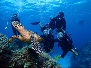 ウミガメと記念写真!!