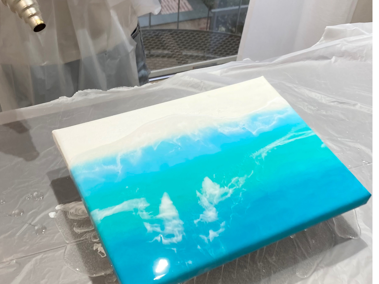 ヒートガンで波作成