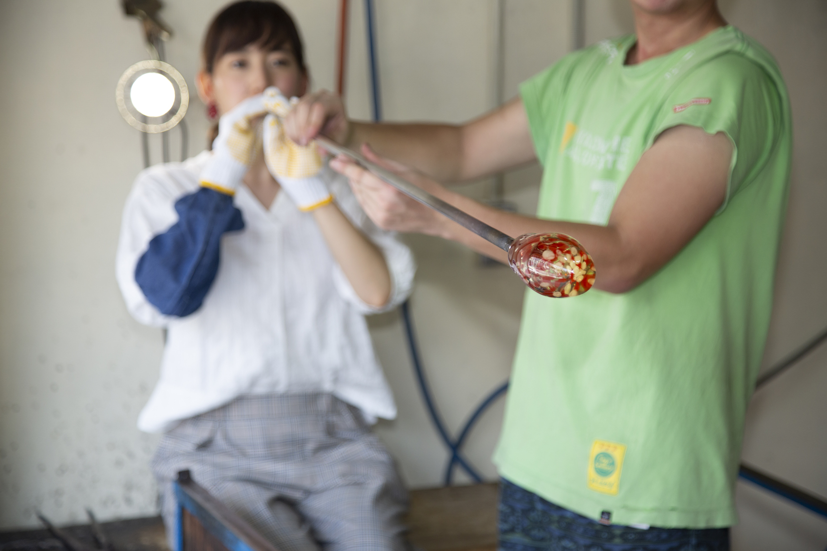 一生懸命息を吹き込んで頂きます。