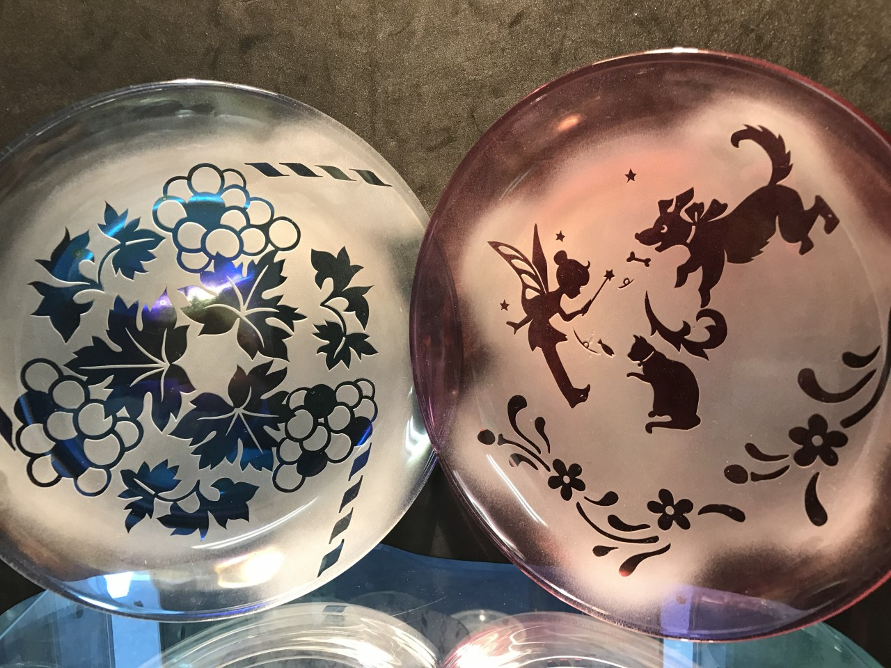 サンドグラス 皿 オリジナル ステンドグラスの飾り皿・花