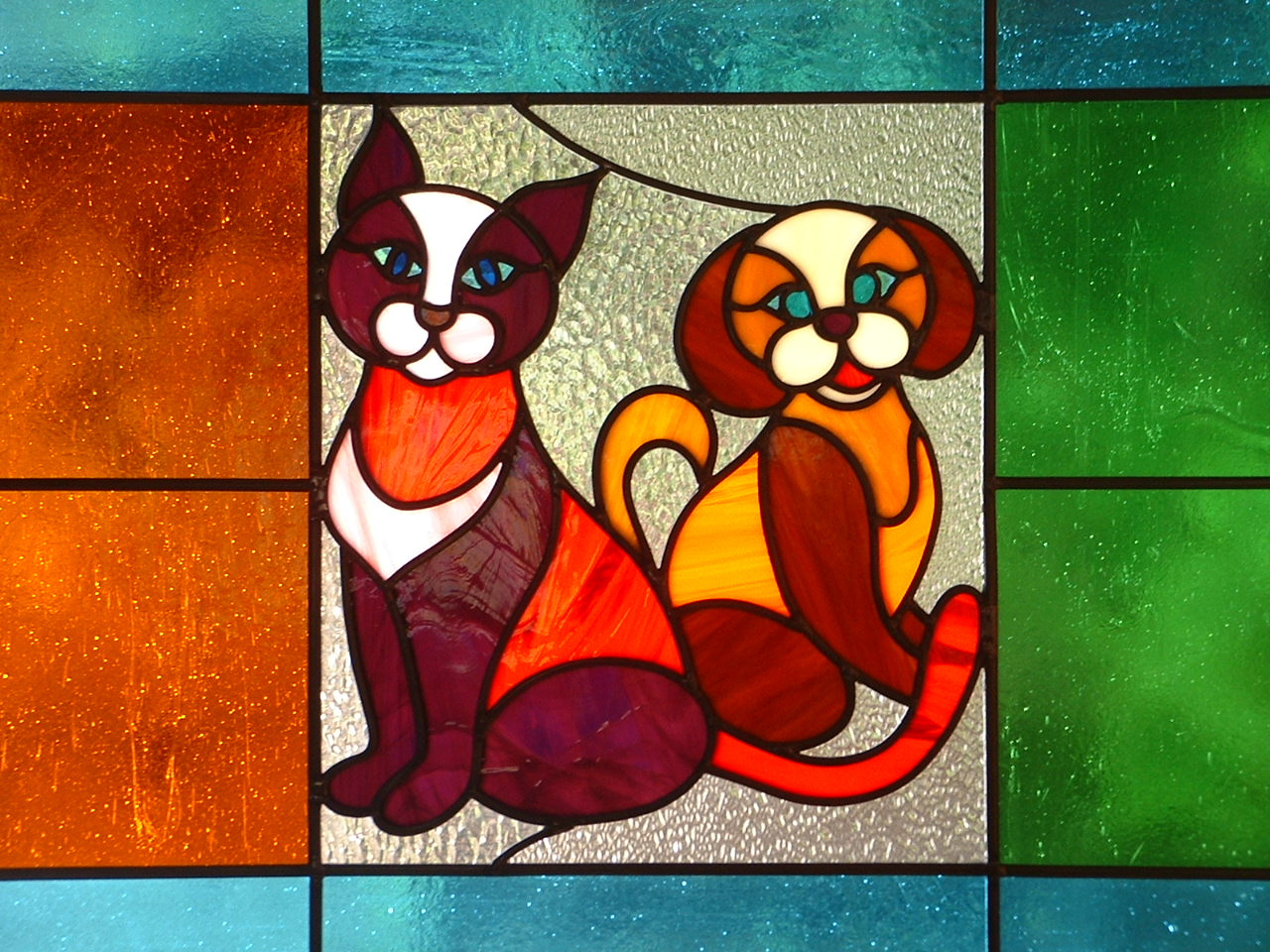 ステンドグラス　イルカモチーフのサンキャッチャーパネル ステンドグラス イルカモチーフのサンキャッチャーパネル