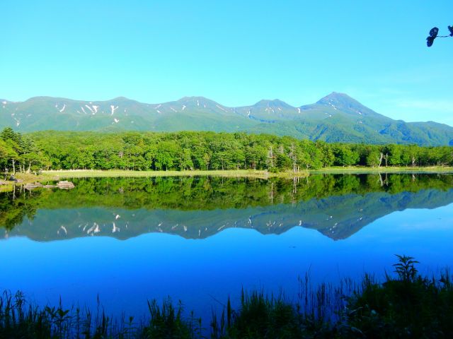 お天気に恵まれると美しい知床連山が見られます