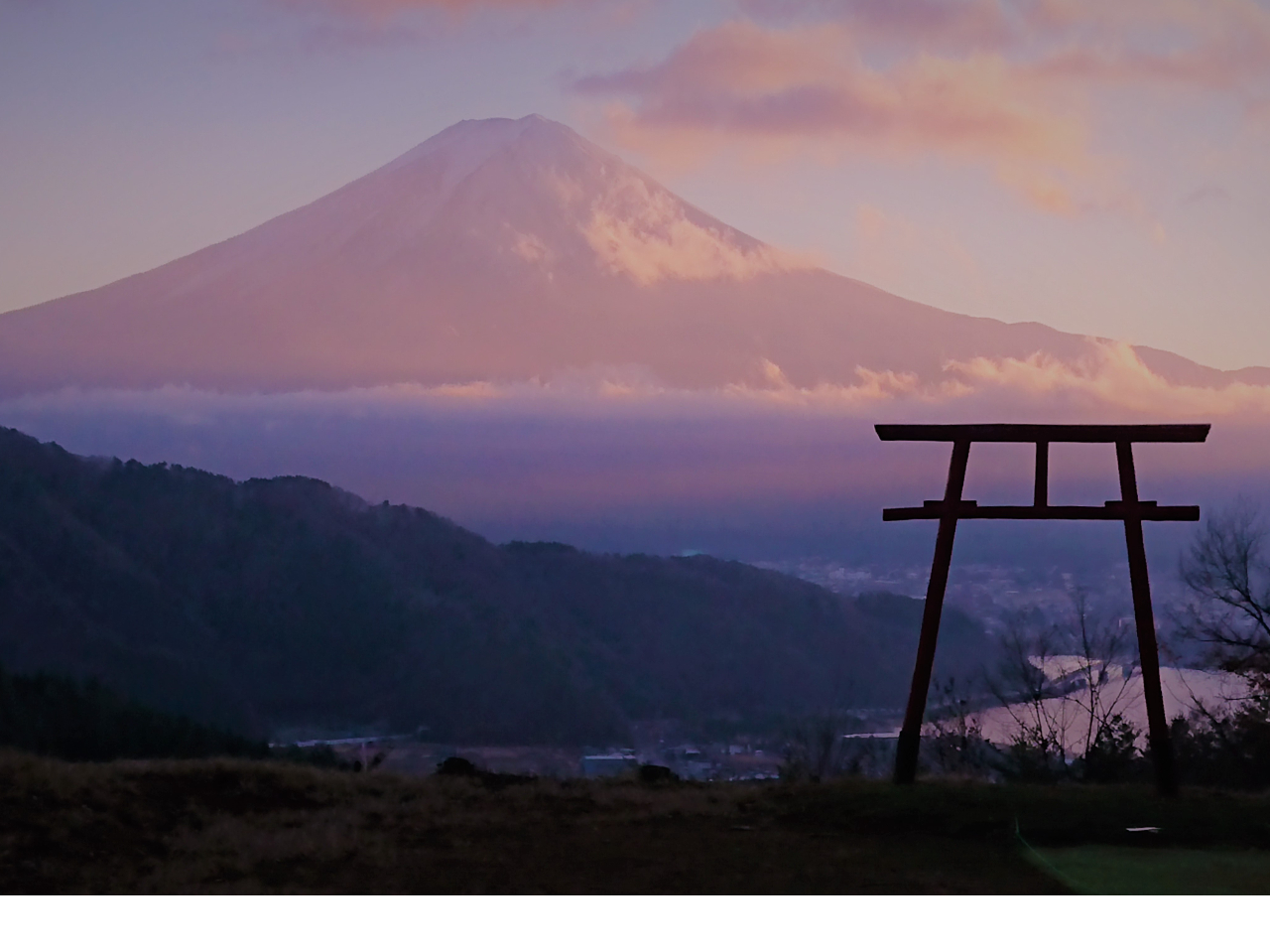 河口湖にこんな景色がありました。