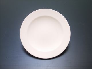 リムがついた描きやすいフラットなお皿です。日々の暮らしの定番として活躍しそうなサイズです。