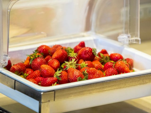 食後のデザートに新鮮なフルーツをお召し上がりください