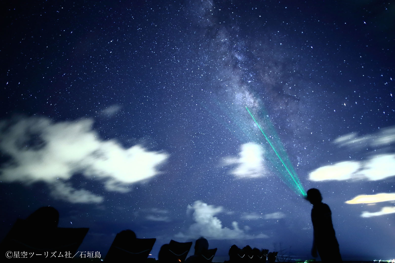 ツアー中はレーザーポインタを使って、星空ガイドがご案内します。