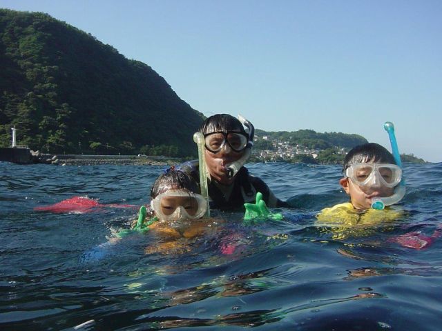 浅い場所での練習の後は、いっぱいのサカナたちと一緒に泳げます。