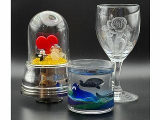 ミニチュア3個セットのキャンドル体験・ミニチュア3個セットのLED光ドームオルゴール体験・ケンマ体験と3種類の体験です