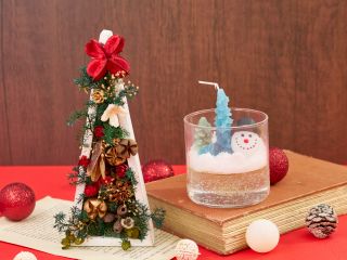キャンドルとフラワーボックス、2つの手づくり体験を一度に楽しめるクリスマス限定セット