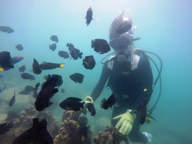 水中での記念撮影♪