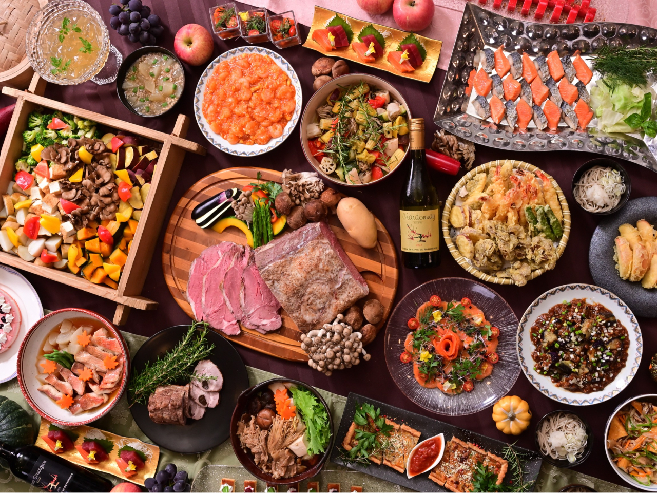 夕朝食はビュッフェ