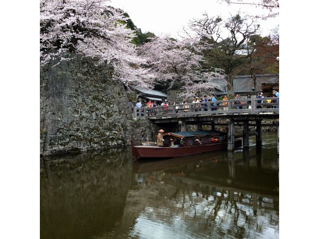表門橋をくぐる屋形船