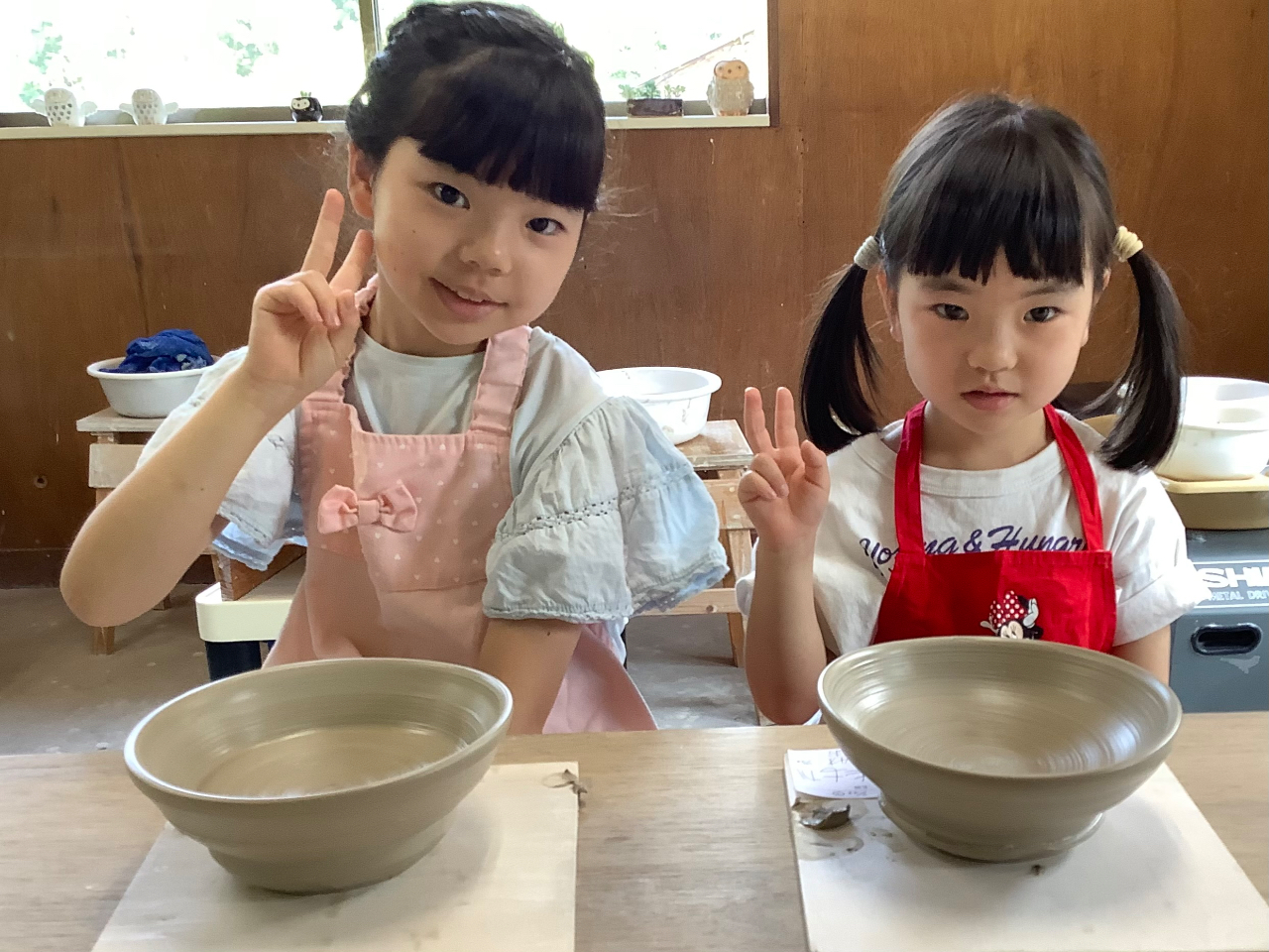 姉妹で中鉢作り