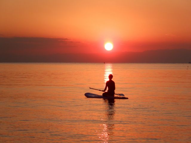 秋10月末のサンセットSUP