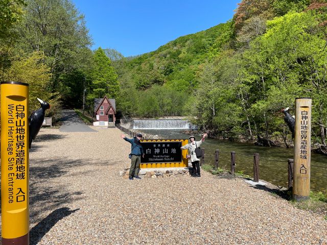 クマゲラがお出迎え