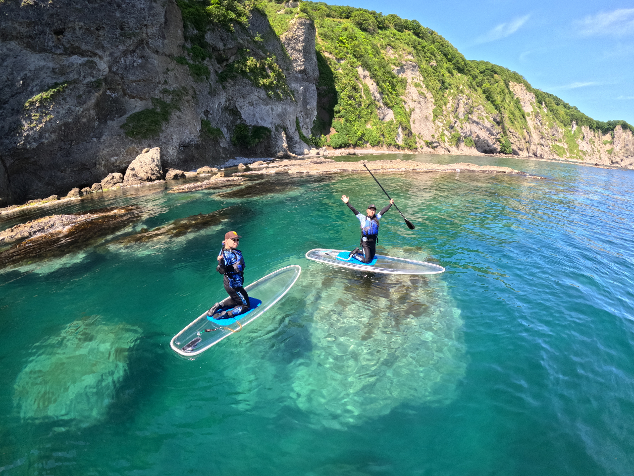手ぶらSUP】写真付き！北海道初上陸クリアSUP！国定公園積丹ブルーで