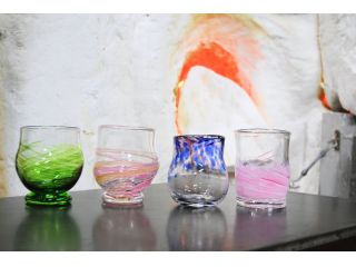 体験出来上がり作品です。世界にひとつだけの、オリジナルグラスがつくれます。