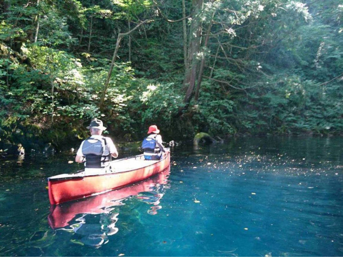太陽が高い場所にある時間帯、入り江が驚くほど青く輝きます。