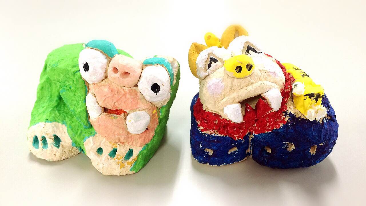 漆喰シーサー小:色差し後の見本です。