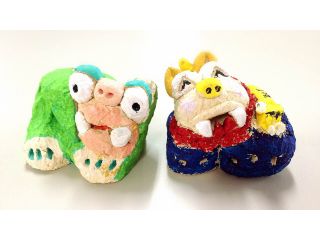 漆喰シーサー小:色差し後の見本です。