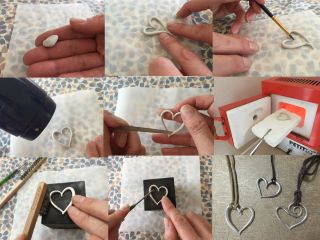 ハートのペンダントの製作手順です。粘土だから思いのままに…