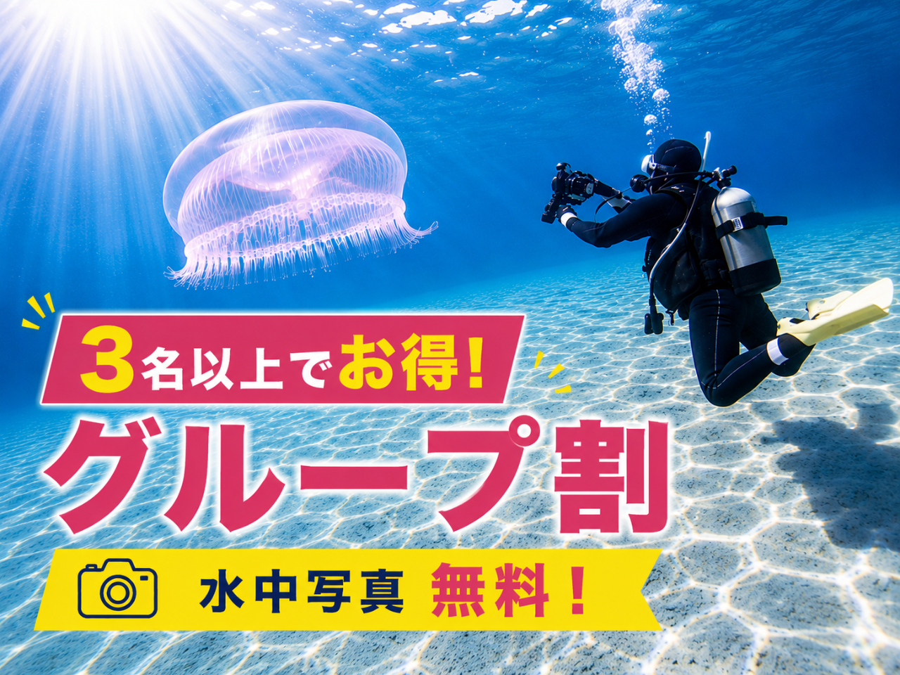 【3名以上で割引】家族・グループ貸切!体験ダイビング|10歳からOK・写真データ...
