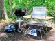 コンロに焚火台などぼBBQ用機材が豊富に揃ってる♪