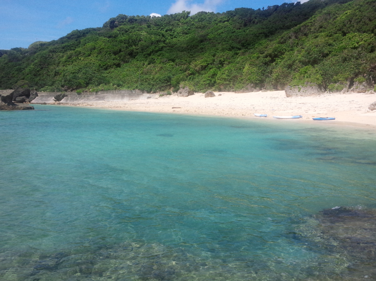 こちらが秘密のビーチの最寄のビーチ。沖縄本島では珍しくなった、天然のビーチです。場所はお申し込みいただいた方にだけご案内します。
