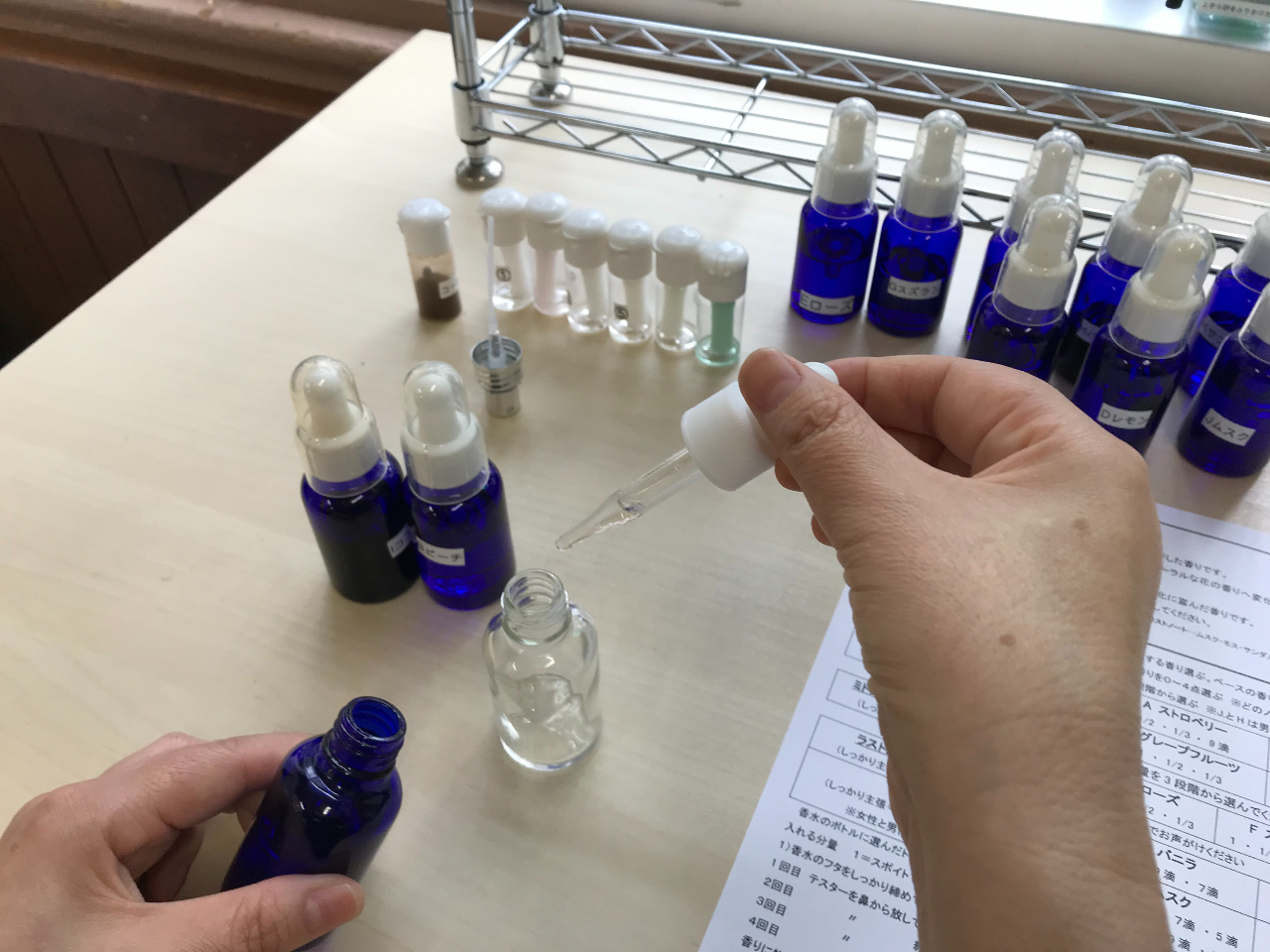 選んだ香りをイメージ通りに必要な分量で調合します