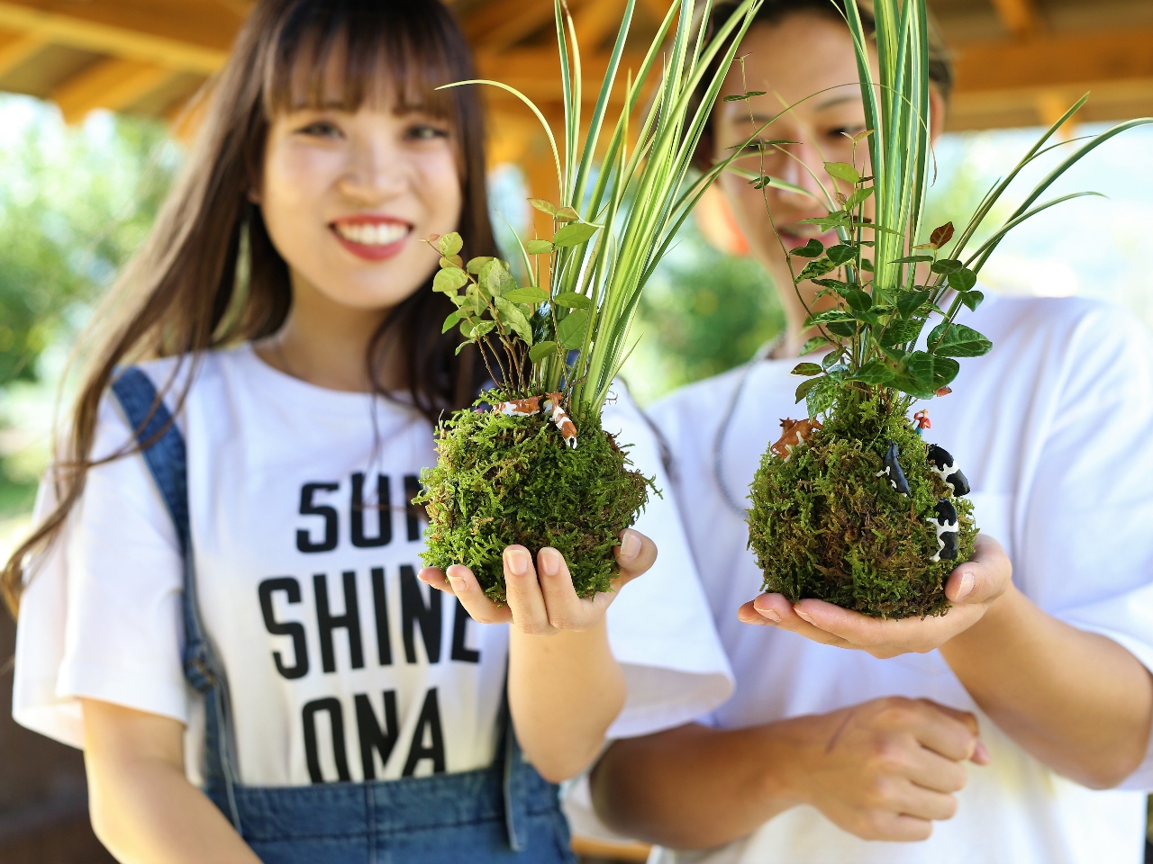 苔とジオラマ風パーツを使って、あなただけのオリジナル苔玉を作りましょう!