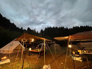 鮎帰の滝でのテント