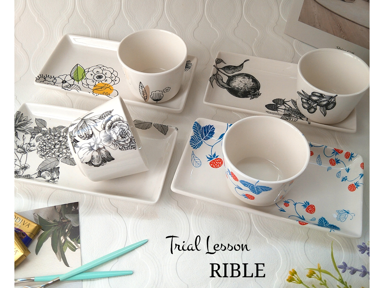 フリーカップとソーサーのセット。人気の北欧柄やお花柄など沢山の転写紙の中からお選び頂けます。セットでも単品として使えます。