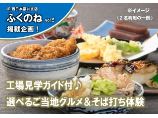 選べるご当地グルメ〈A:焼き鯖寿司 B:ソースカツ丼〉+越前おろしそば+水ようかん