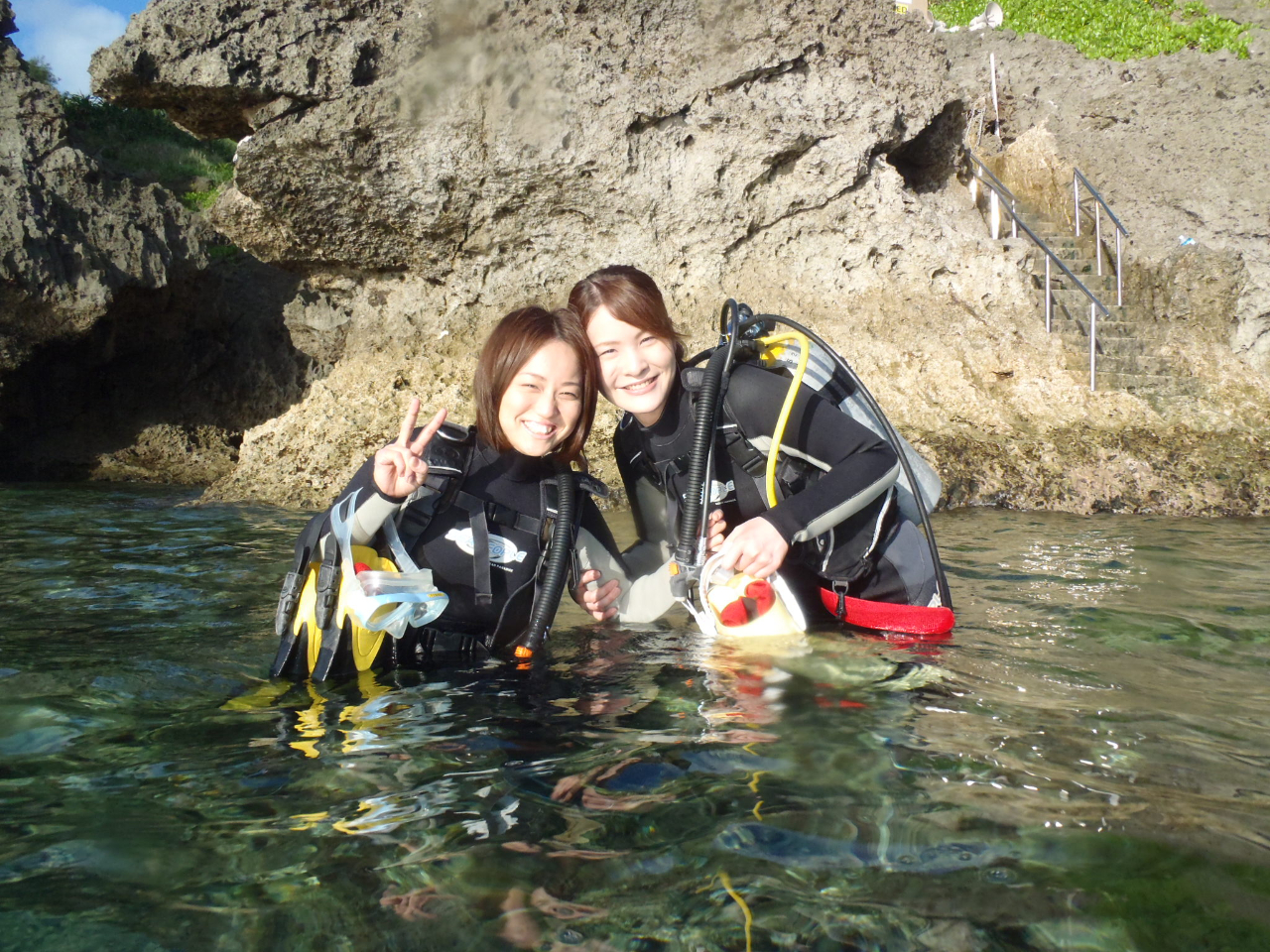 足の立つ水深からスタートで安心