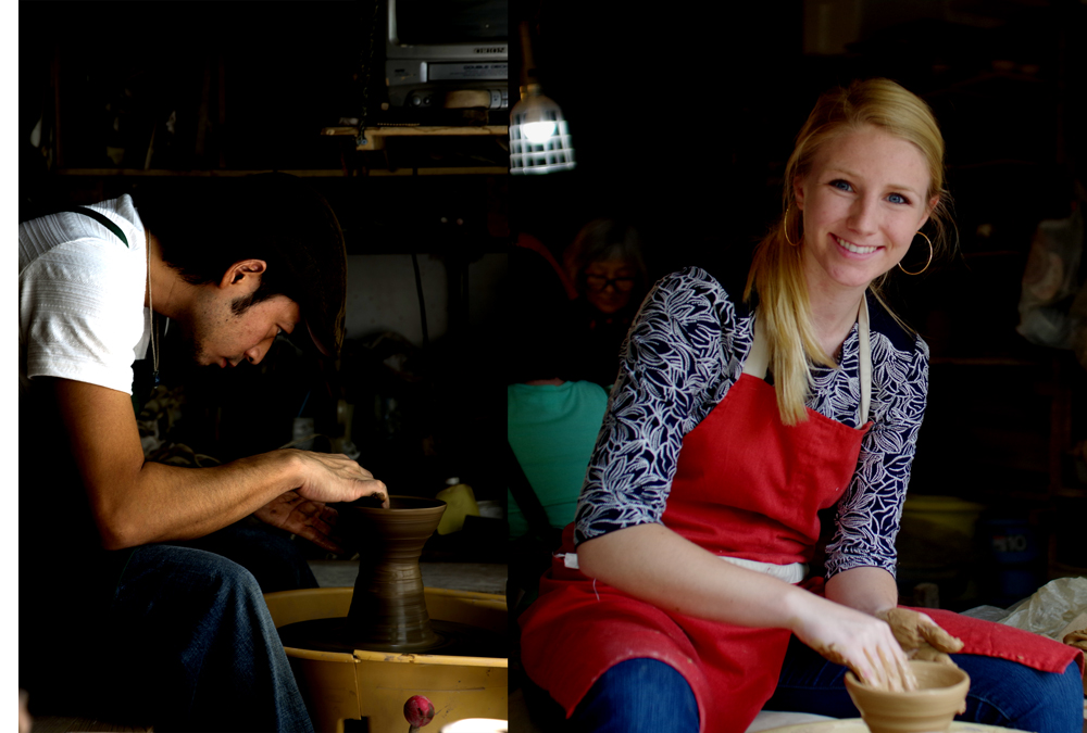 外国からのお客様もロクロ初体験。初めてでも大丈夫ですよ〜