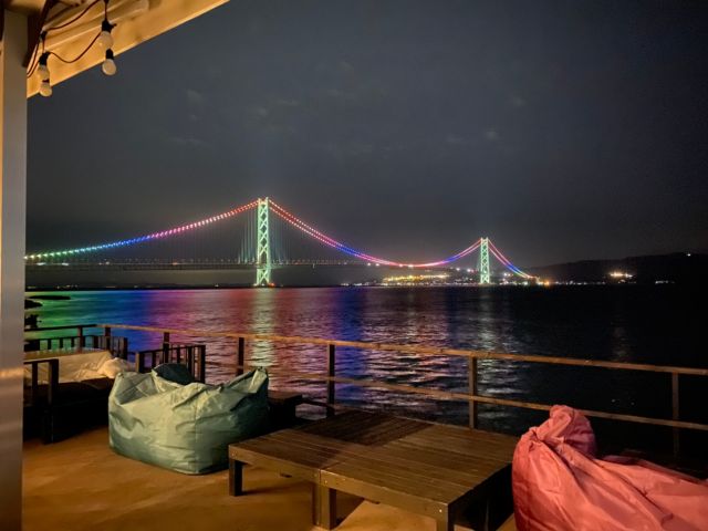 明石海峡大橋ライトアップ