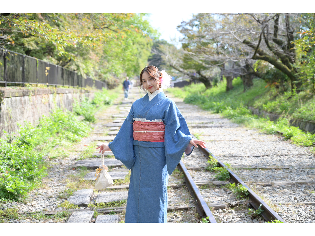 四条本店限定のデニム着物プラン!カジュアルな装いがお好みな方へ人気です。