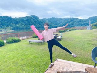 亀山湖畔でレイクセラピー♪気持ちよくヨガをして温泉に入ってランチして、最高の休日。