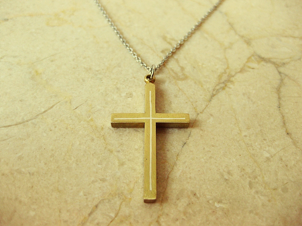 線象嵌ペンダント クロス