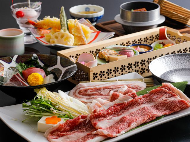 まつなが牛×梅豚しゃぶしゃぶ会席