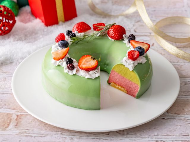 ピスタチオとベリーのリースムース