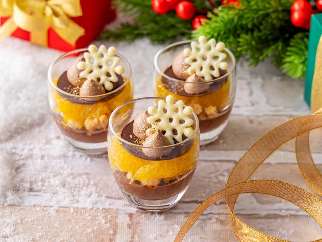果肉たっぷり甘夏みかんのチョコパンナコッタ