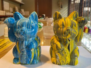 貯金箱にもなるラッキーキャットアート!